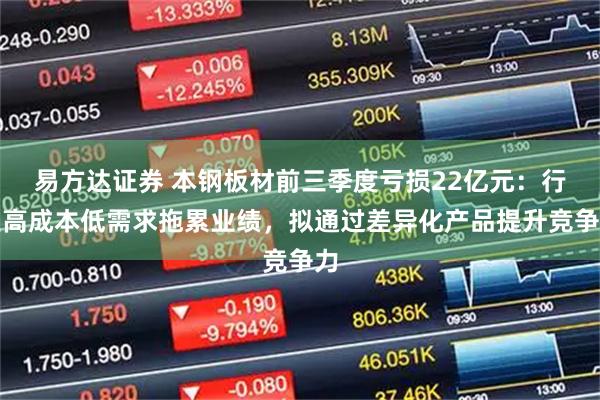 易方达证券 本钢板材前三季度亏损22亿元:行业高成本低需求拖累业绩,拟通过差异化产品提升竞争力