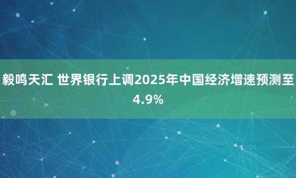 毅鸣天汇 世界银行上调2025年中国经济增速预测至4.9%